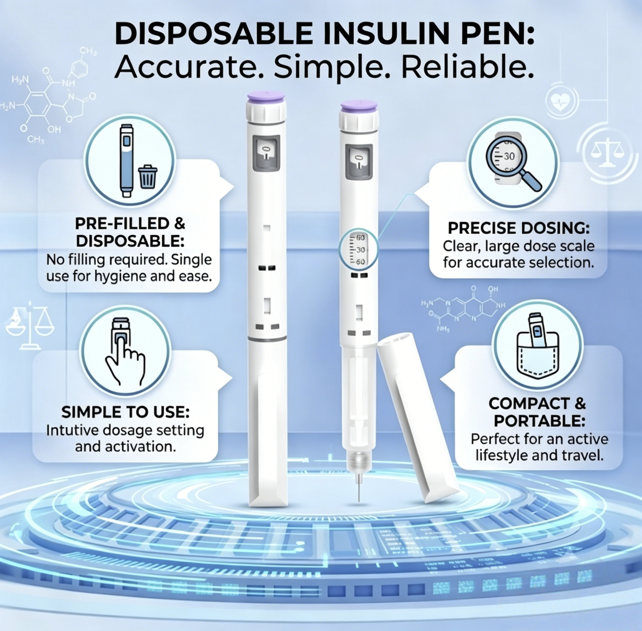 Disposable Insulin / peptide Injection Pen,3ml High Precision Dose Device, weight loss Adjustable Magic Pen (excluding medication)