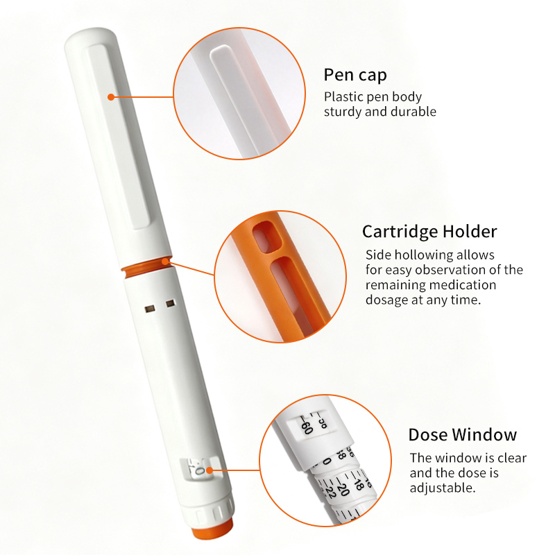 Disposable Insulin/Peptide Injection Pen, Compatible with 3ml Cartridge，Dose scale is precise and adjustable — view 2