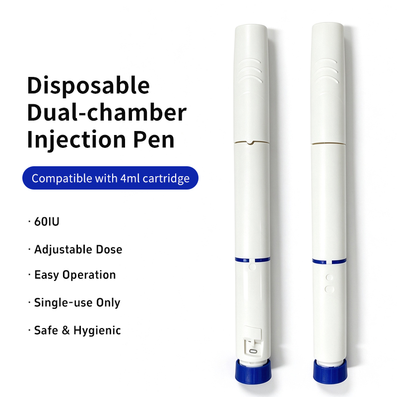 60IU Disposable Adjustable Dual-chamber Injection Pen, Compatible with 4ml Cartridge