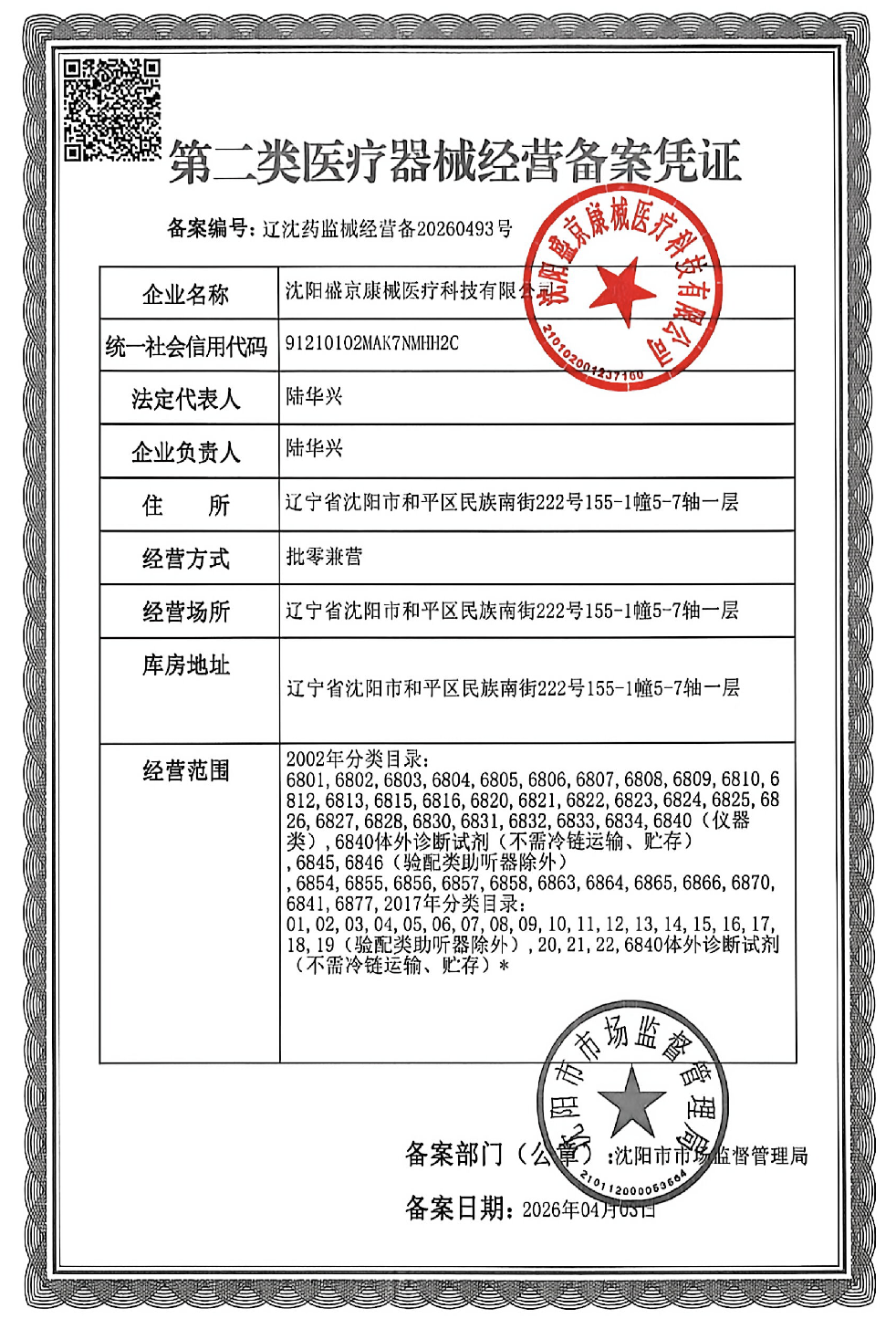 Class II Medical Device Distribution License