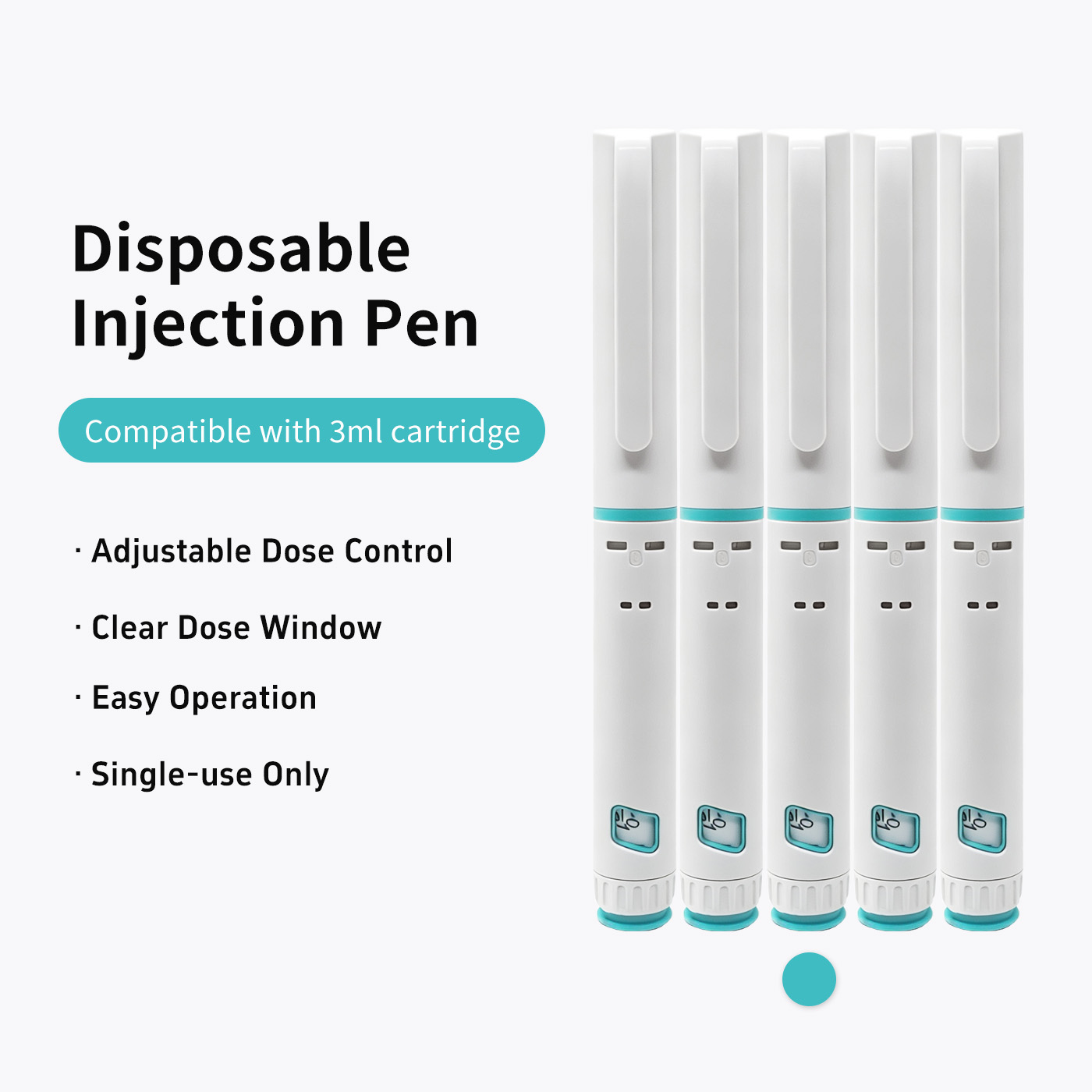 Single-use Insulin Injection Pen for 3ml Cartridge, Snap-on Connection, Easy Operation, Portable
